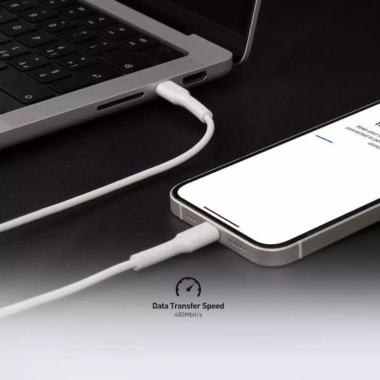 SBS USB 2.0 Cable USB-C male - USB-C 25W PD Λευκό 1m CABLETCC10W