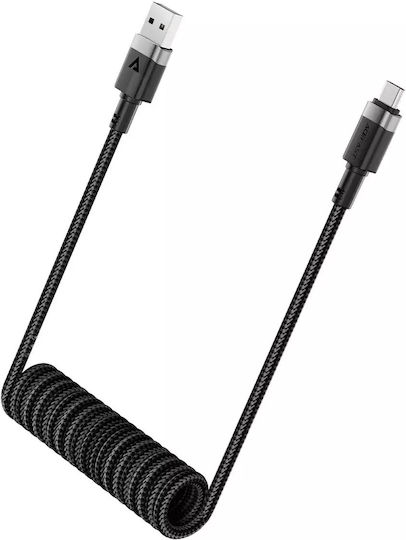 Acefast Braided USB 2.0 Cable USB-C male - USB-A 18W Μαύρο 1.2m C14-04