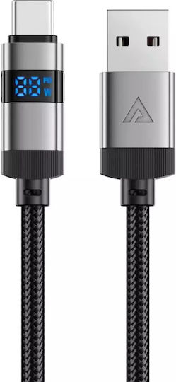 Acefast LED / Braided USB 2.0 Cable USB-C male - USB-C 66W Μαύρο 1.2m C15-03