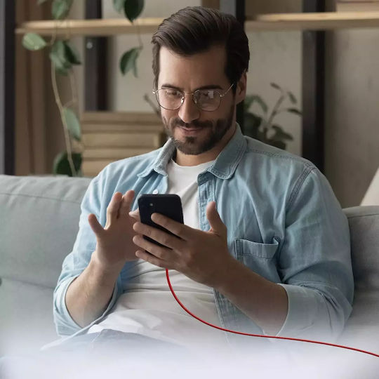 SBS Braided USB 2.0 Cable USB-C male - USB-C 60W PD Κόκκινο 1.5m