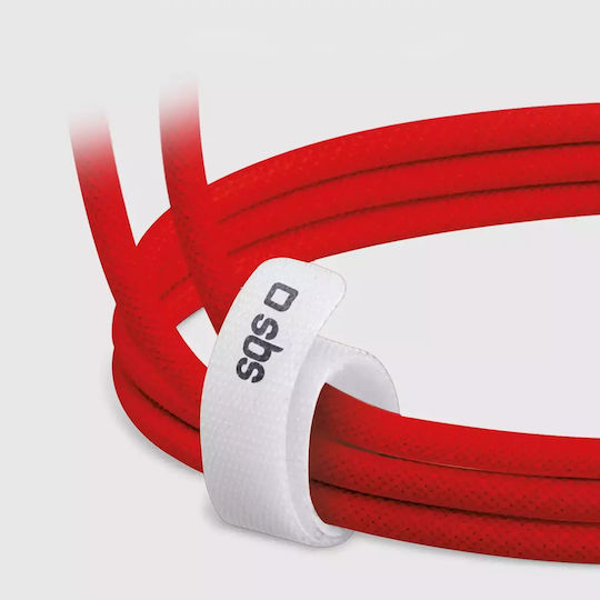 SBS Braided USB 2.0 Cable USB-C male - USB-C 60W PD Κόκκινο 1.5m