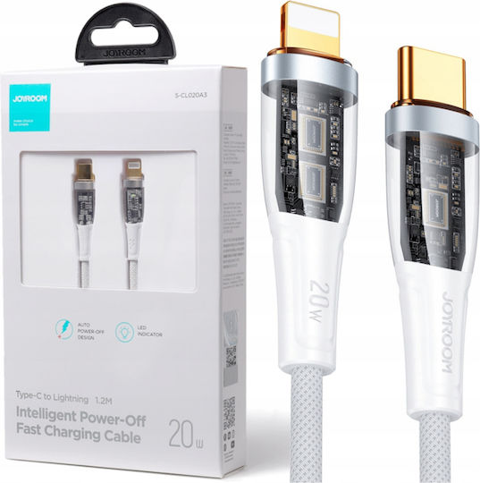 Joyroom S-CL020A3 Плетена USB-C към Lightning кабел 20W Бял 1.2м