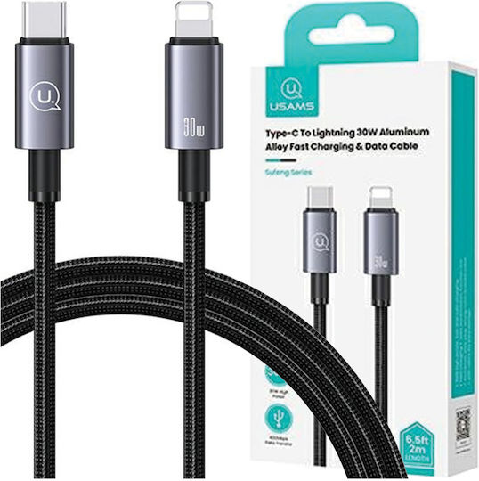 Usams USB-C to Lightning Cable 30W Gray 1.2m (US-SJ662)