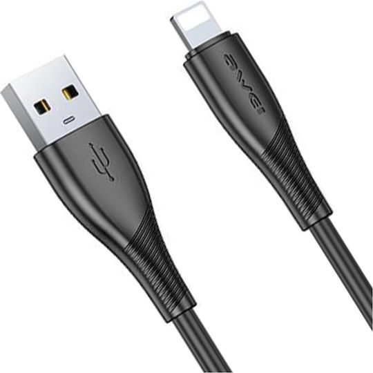 Awei USB-A to Lightning Cable Μαύρο 1m (AWEI204)