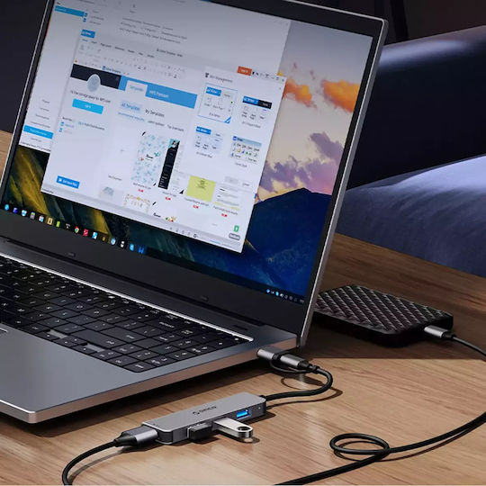 Orico Хъб 7 Порта USB 3.0 с Връзка USB-A / USB-C Сив