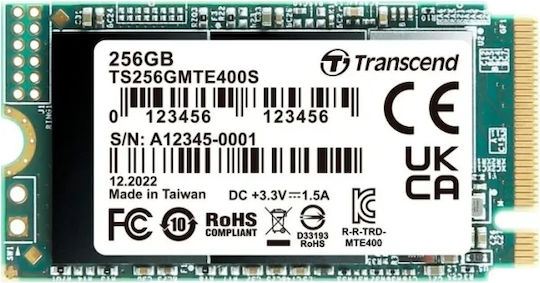 Transcend SSD 256GB τύπου M.2 με σύνδεση PCI Express 3.0 TS256GMTE400S