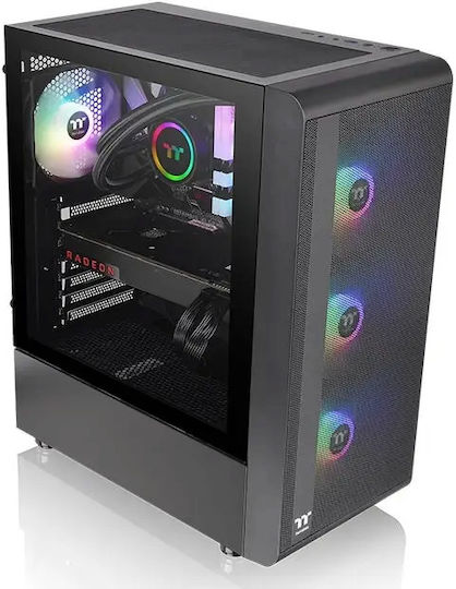 Thermaltake S200 TG Gaming Midi Tower Κουτί Υπολογιστή με Πλαϊνό Παράθυρο και RGB Φωτισμό Μαύρο