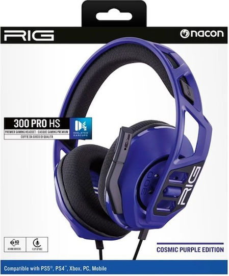Nacon 300 PRO HS Over Ear Gaming Headset με σύνδεση 3.5mm Μωβ for PS4