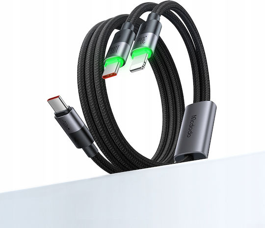 Mcdodo Καλώδιο Γρήγορης Φόρτισης Usb-c 2in1 Iphone 14 Macbook Led 100w 2m