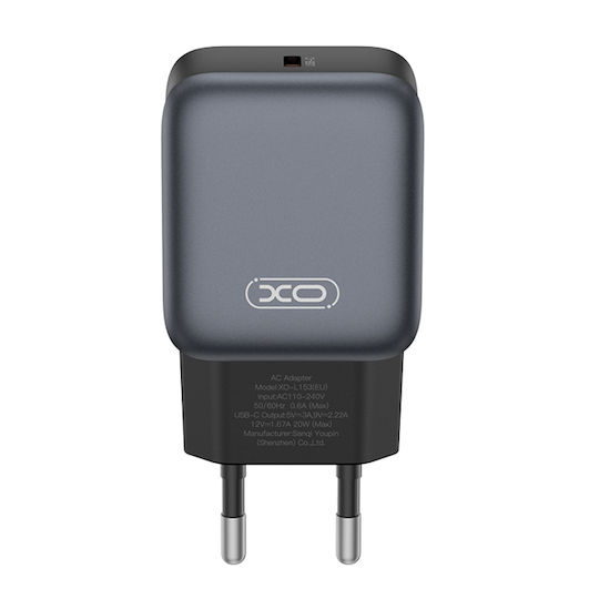 XO Charger Without Cable with USB-C Port 20W Quick Charge 2.0 / Quick Charge 3.0 Blacks (L153)
