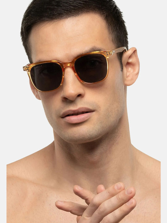 Smooder Unisex Sonnenbrille mit Gelb Kunststoff Gestell und Gray Linse KKS06