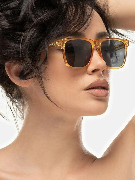Smooder Unisex Sonnenbrille mit Gelb Kunststoff Gestell und Gray Linse AMS06