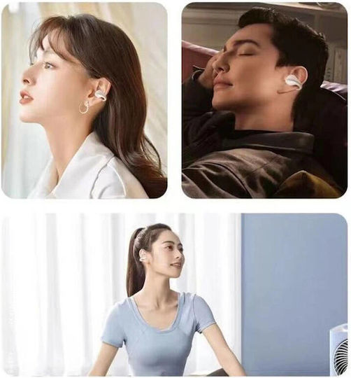 Lenovo TC3403 Open Ear Bluetooth Handsfree Ακουστικά με Θήκη Φόρτισης Λευκά