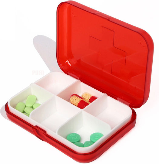 Square Organizer Medicines Vitamins Supplements Pufo Medicine 9 Cm Red