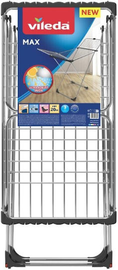 Vileda Max Stainless Steel Folding Floor Clothes Drying Rack with Hanging Length 20m Vileda Max Stainless Steel Folding Floor Clothes Drying Rack with Hanging Length 20m