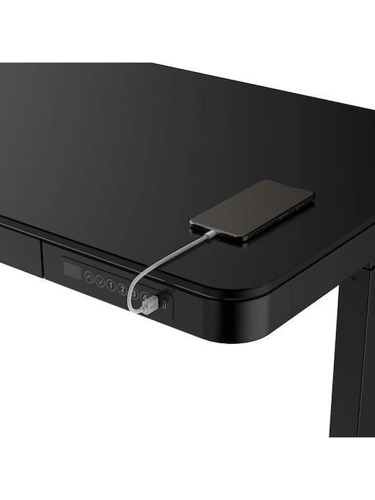 Desk Wooden Black with Metal Legs & USB ports 140x70x50cm