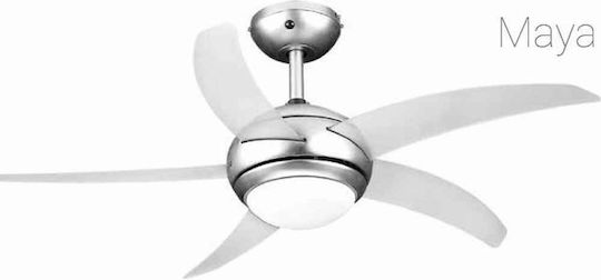 Lineme Maya Ceiling Fan 110cm with Light Fixture Silver