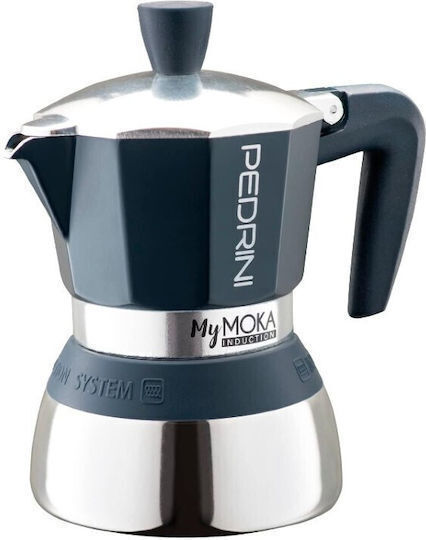 Pedrini MyMoka Induction Μπρίκι Espresso 2cups Inox Γκρι
