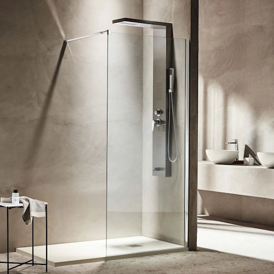 Tema Rechteckig Inox Dusche x180cm GLASS STONE WHITE