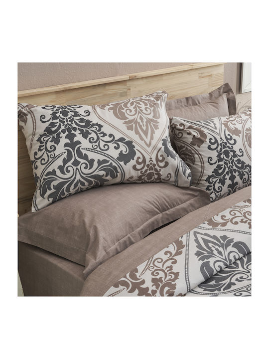 Charalambidis Textiles Βικτωριανό Σεντόνι Διπλό 200x260εκ. Μπέζ