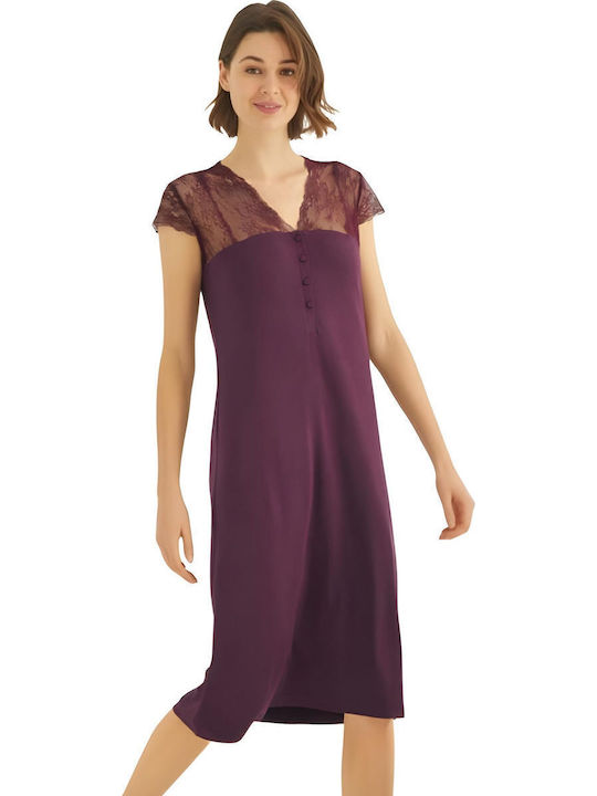 Monamise Summer Women's Nightdress Burgundy