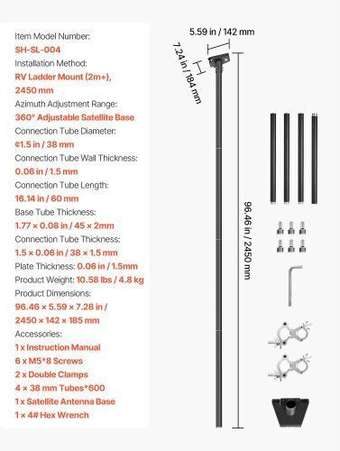Vevor Περιστρεφόμενη Βάση Σκάλας Starlink Rv Gen 3 Fcptazksdxlt56bfu001v0