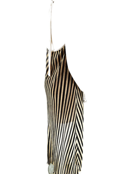 Summer Maxi Evening Dress Open Back Striped