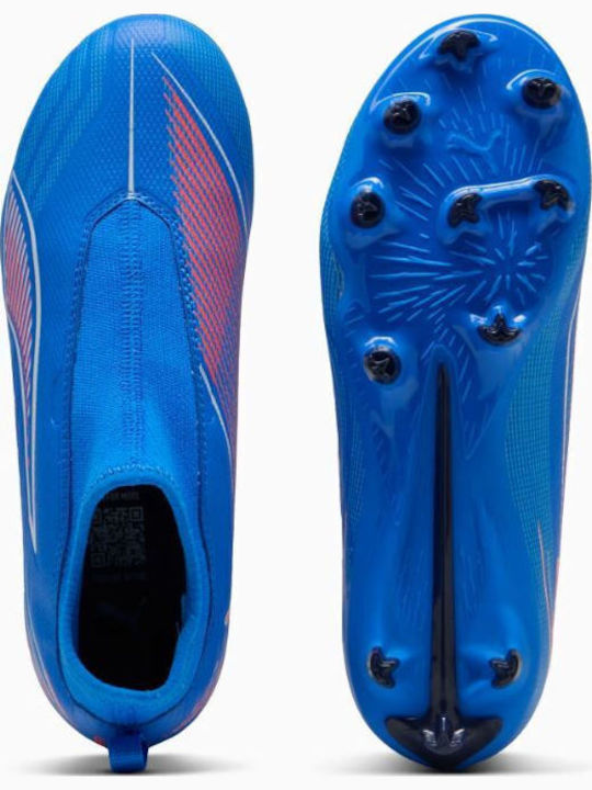 ULTRA 6 MATCH+ Kids Molded Soccer Shoes with Sock without Laces Blue