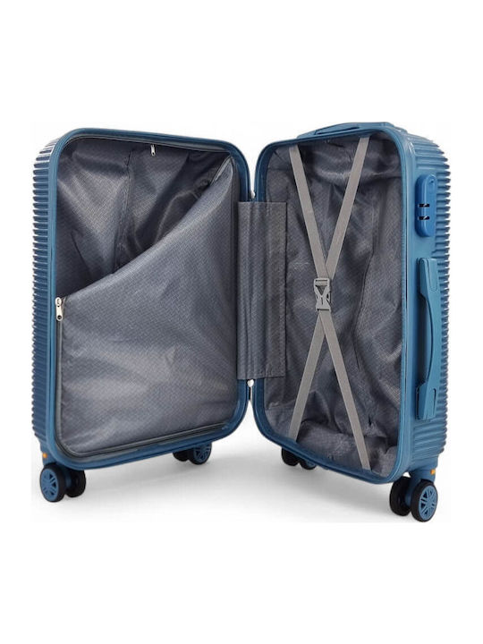 FlyNow Cabin Hard Light Blue Travel Suitcase with 4 Wheels Height 55cm