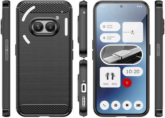 Spacecase Carbon Rückseite Umschlag Silikon Schwarz (Nothing Phone 2a / 2a Plus)