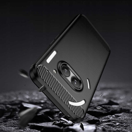 Spacecase Carbon Rückseite Umschlag Silikon Schwarz (Nothing Phone 2a / 2a Plus)