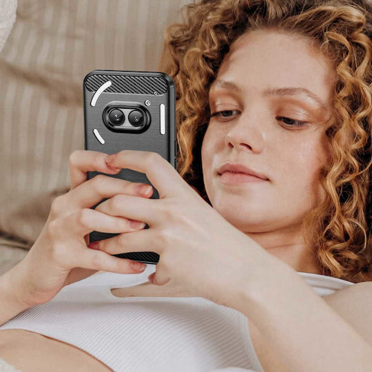 Spacecase Carbon Rückseite Umschlag Silikon Schwarz (Nothing Phone 2a / 2a Plus)