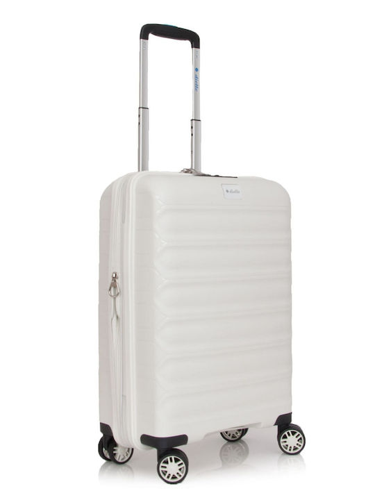 Dielle Cabin Travel Suitcase Hard White with 4 Wheels Height 55cm