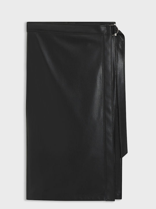 Vinny Δερμάτινη Midi Φούστα Black