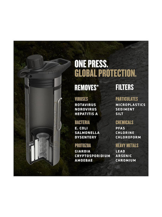 Geopress Ti Purifier Purifier Παγούρι Πλαστικό με Στόμιο και Φίλτρο 710.4ml Μαύρο