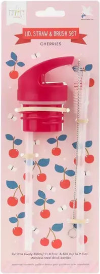 A Little Lovely Company Spare Set Lid Straw Brush Cherries