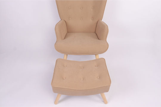 Anidori Ohrensessel mit Fußhocker Open Café 73x69x96cm