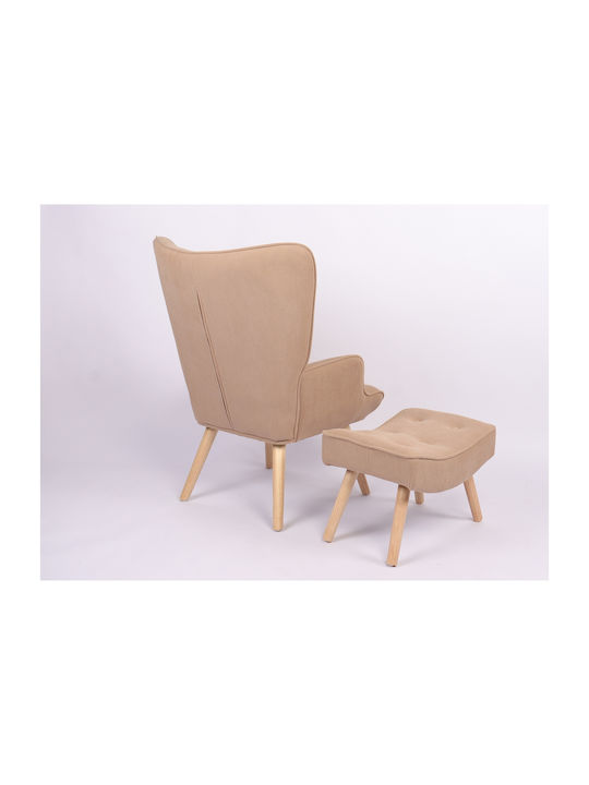 Anidori Ohrensessel mit Fußhocker Open Café 73x69x96cm