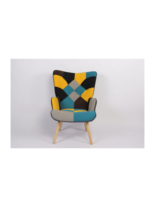 Briar Μπερζέρα Κίτρινο/μπλε Patchwork 73x69x96cm