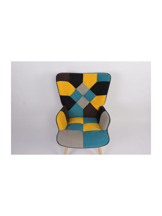 Briar Μπερζέρα Κίτρινο/μπλε Patchwork 73x69x96cm