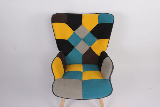 Briar Μπερζέρα Κίτρινο/μπλε Patchwork 73x69x96cm
