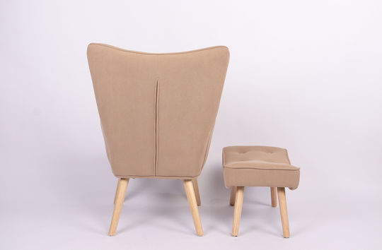 Anidori Ohrensessel mit Fußhocker Open Café 73x69x96cm
