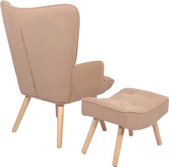 Anidori Ohrensessel mit Fußhocker Open Café 73x69x96cm