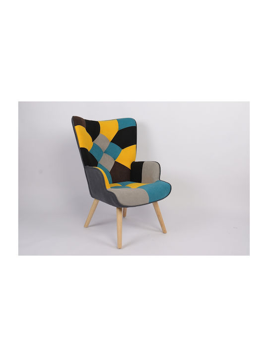 Briar Μπερζέρα Κίτρινο/μπλε Patchwork 73x69x96cm