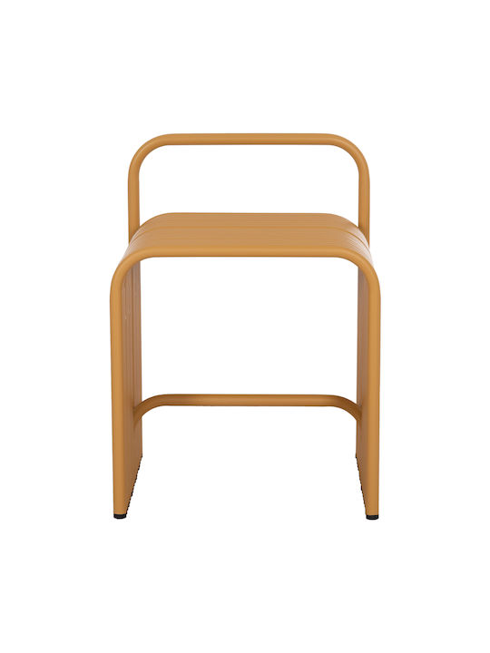 Stool For Living Room with Backrest Metallic Intrepid Mustard 40x38x55cm
