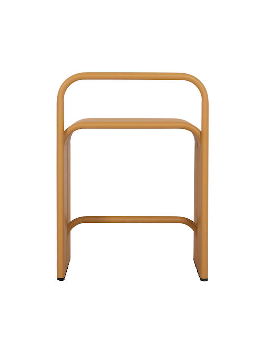 Stool For Living Room with Backrest Metallic Intrepid Mustard 40x38x55cm