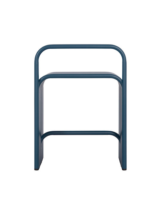 Stool For Living Room with Backrest Metallic Intrepid Blue 40x38x55cm