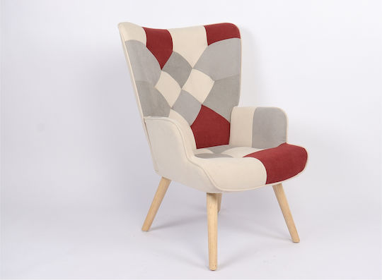 Briar Ohrensessel Bordeaux/Grey Patchwork 73x69x96cm
