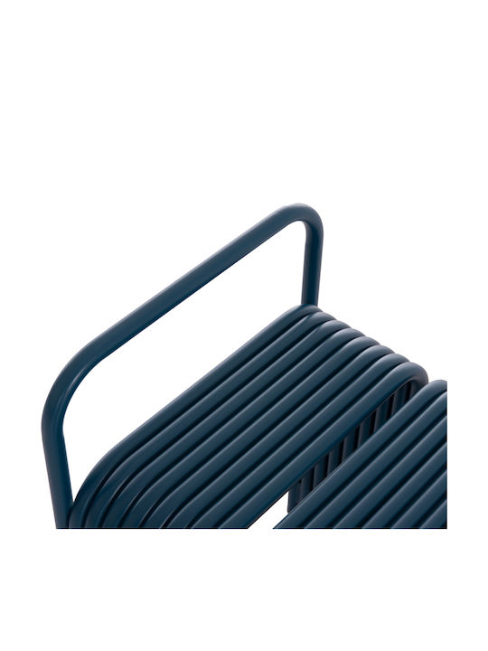 Stool For Living Room with Backrest Metallic Intrepid Blue 40x38x55cm