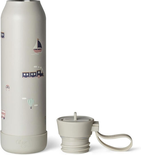 Citron Kids Water Bottle Thermos Stainless Steel with Straw Non Spill Gray 500ml